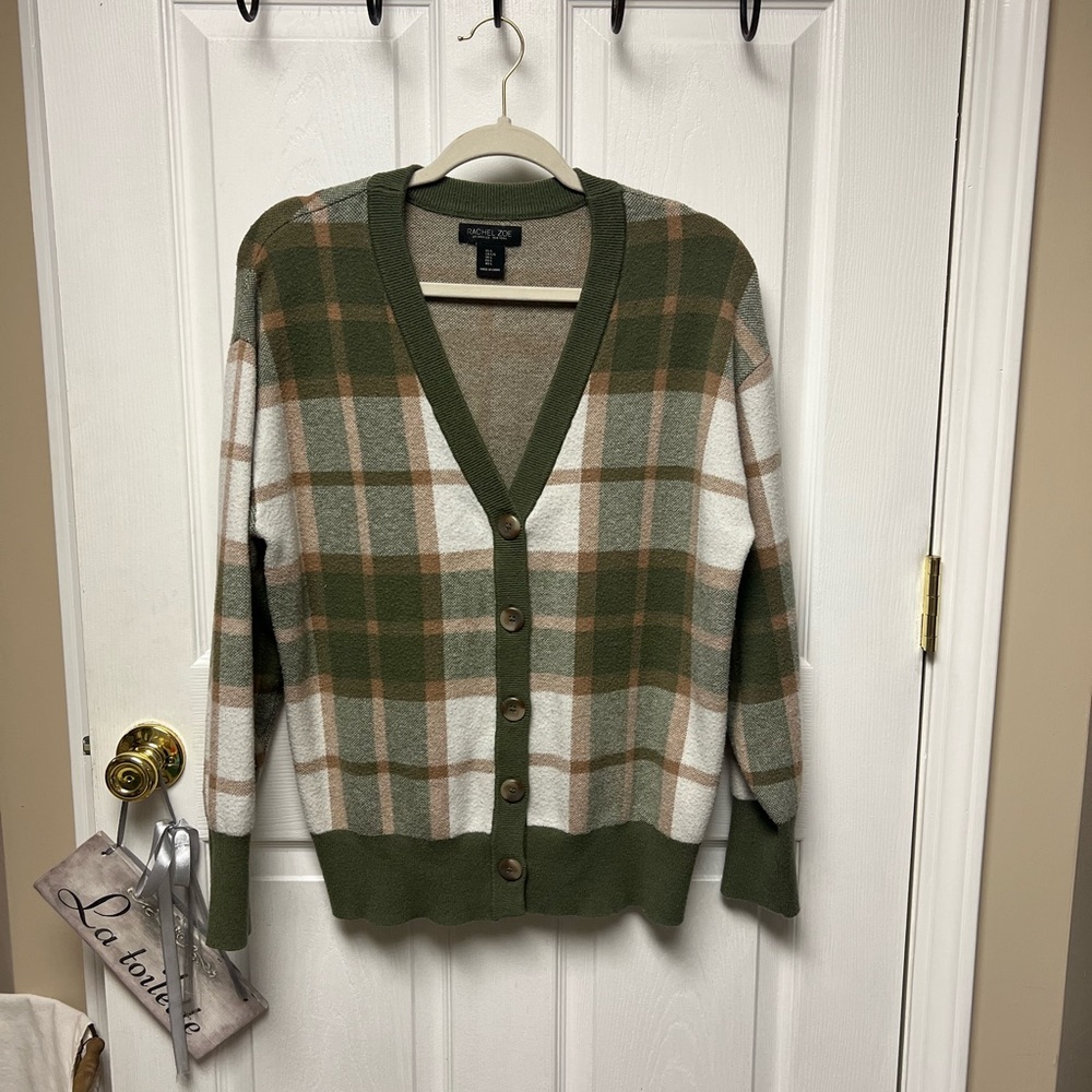 Plaid v neck cardigan